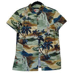 Hilo Hattie Shirt The Hawaiian Original Green Short Sleeve Button Front Womens S